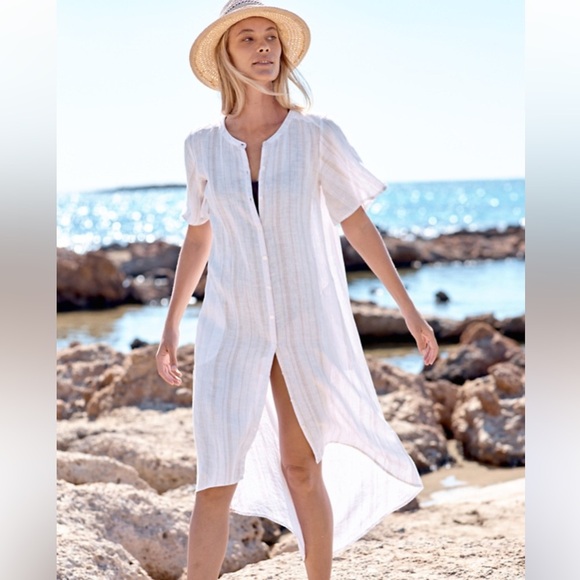 Garnet Hill White Swim Coverup - Picture 1 of 6